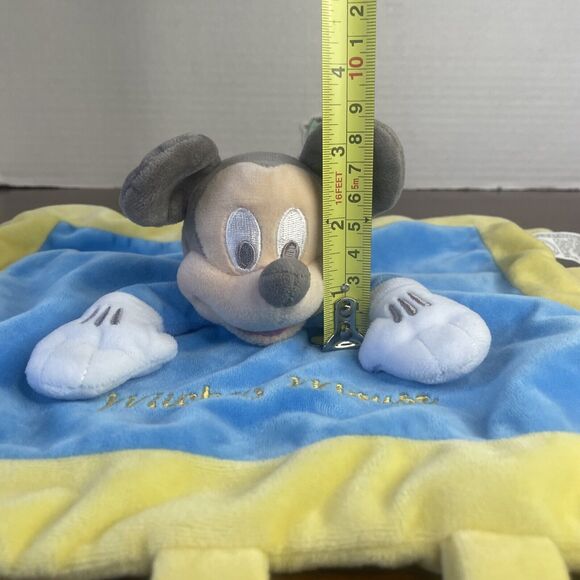 Disney Parks Mickey Mouse Yellow Blue Crinkle Baby Plush Soft Security Blanket - Picture 12 of 12